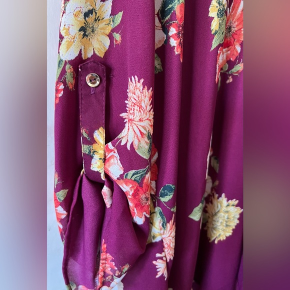 NWT Beautiful Burgundy floral top. 30 inch length by 27 inch width. - Picture 5 of 8